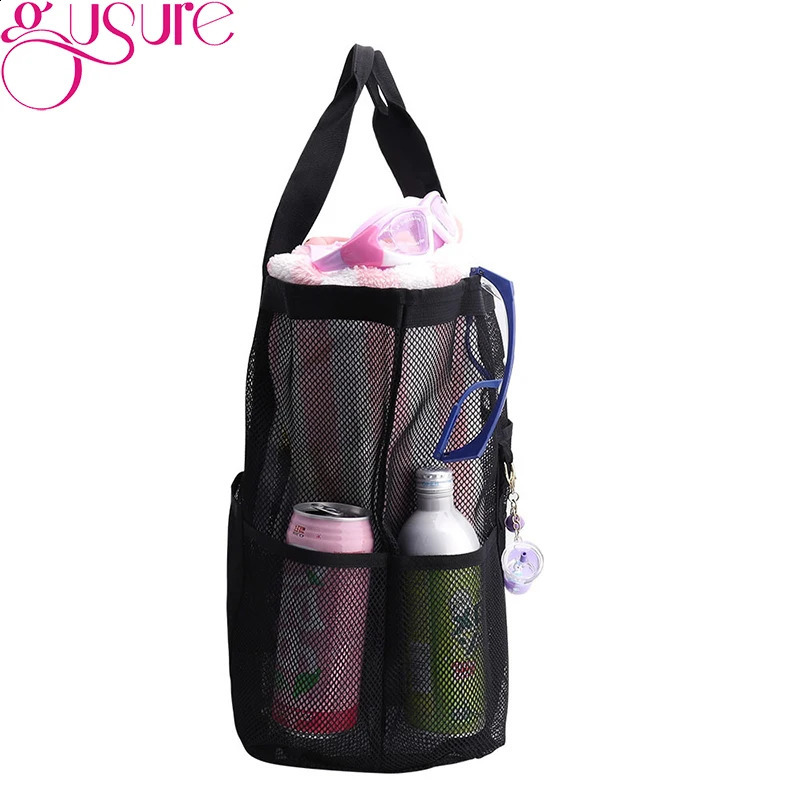 Gusure Large Capacity Mesh Shopping For Women Reusable Transparent Fashion Shoulder Bag Beach Bag Casual Travel Handbag 250305
