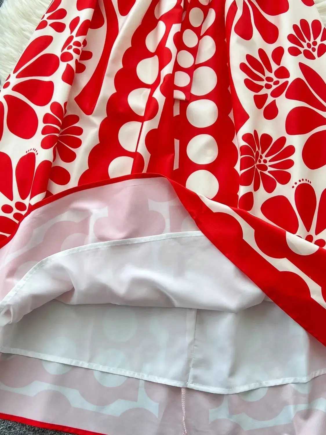 Basic Casual Dresses Runway Fashion 2025 Summer Holiday Polka Dots Flower Long Dresses Womens Bohemian Beach Party Midi Dresses J250301