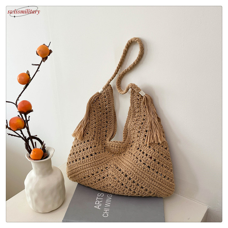 New 2025 Knitted for Summer Beach Vacation Versatile Women's Large Capacity Shoulder Bag #swissmilitary