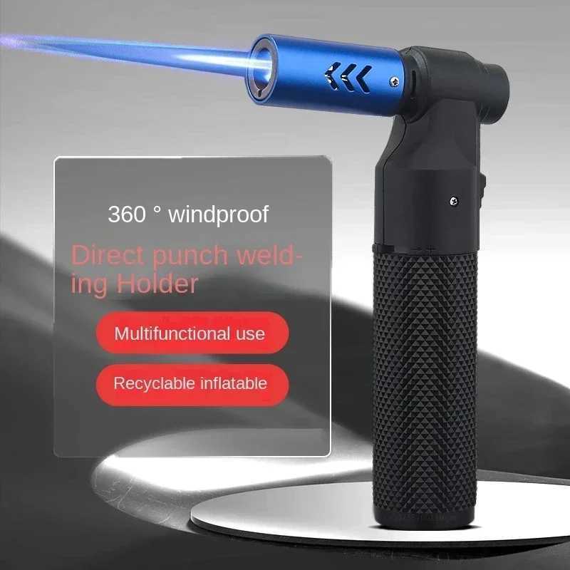 Gas Lighter Jet Butane Cigar Lighter Windproof Kitchen Tube Barbecue Metal Jewelry Welding Lighter Outdoor Gadgets ForMenT250301