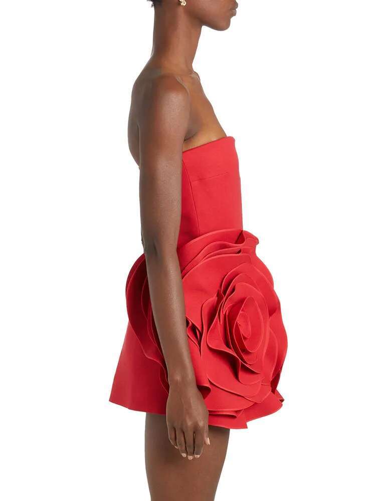 Patchwork Appliques Sexy Mini Dress For Women Strapless Sleeveless High Waist Slimming A E Dresses Female New