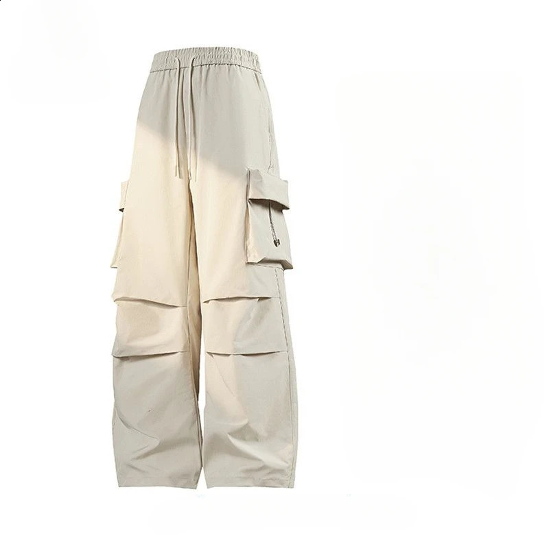 Streetwear Y2k pants Harajuku multi pocket cargo pants loose sports waterproof lightweight casual pants mens retro style 250225