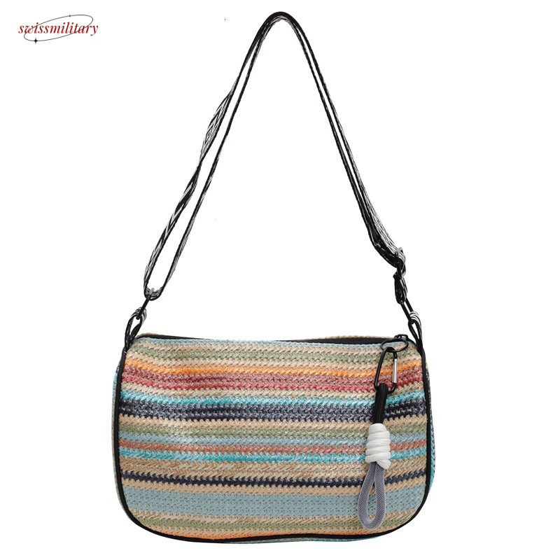 Handmade for women 2025 new trendy summer crossbody popular beach vacation shoulder grass woven bag #swissmilitary