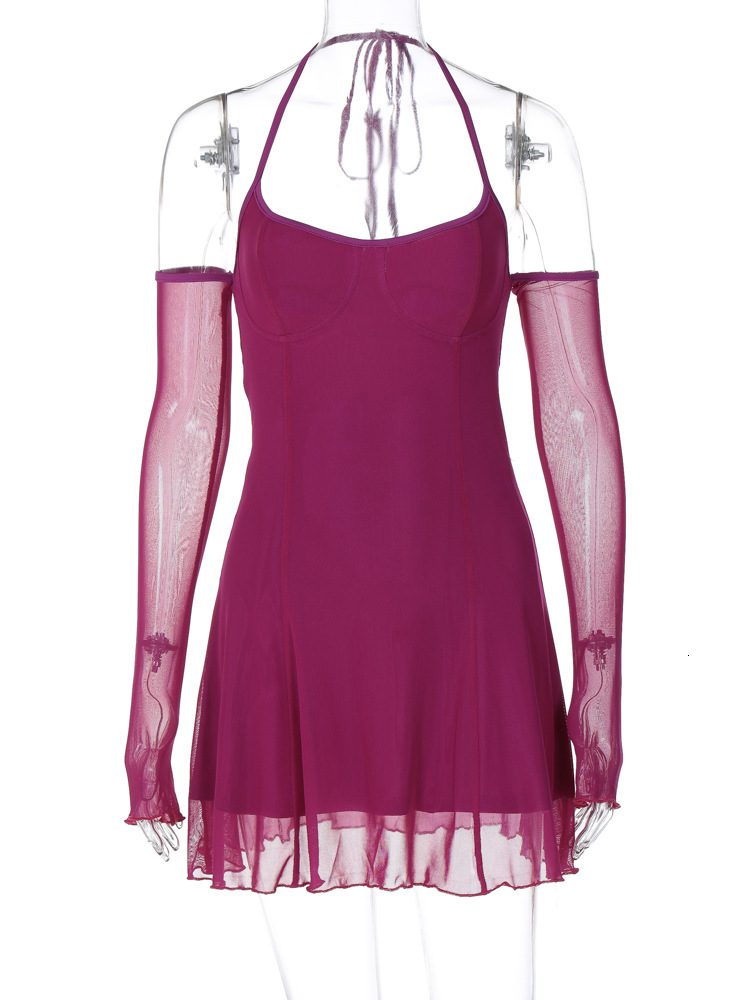 Hot Selling Women's Clothing New Summer New Sexy Pure Desire Wind Mesh Sleeve Backless Dress