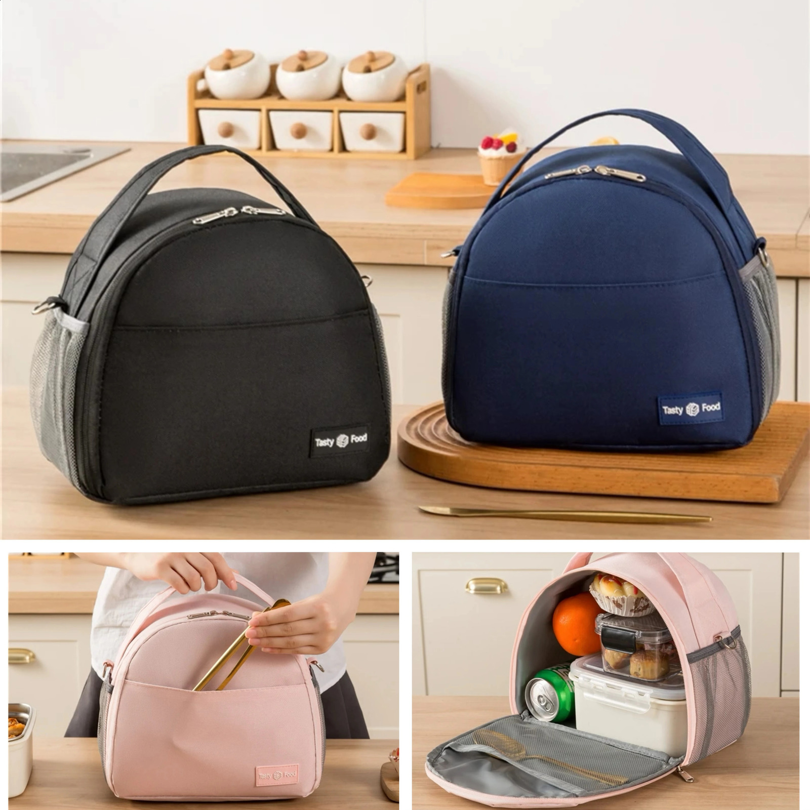 Oxford large capacity insulated portable lunch bag suitable for workers portable lunch box insulated bag can be hung on the shoulder 250228