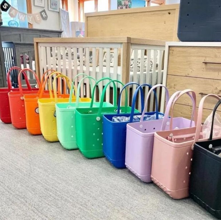 XL Shopping Bags Waterproof Bogg Beach Bag Solid Punched Organizer Basket Summer Outdoor Water Park Handbags Large Women's Stock Gifts 0301