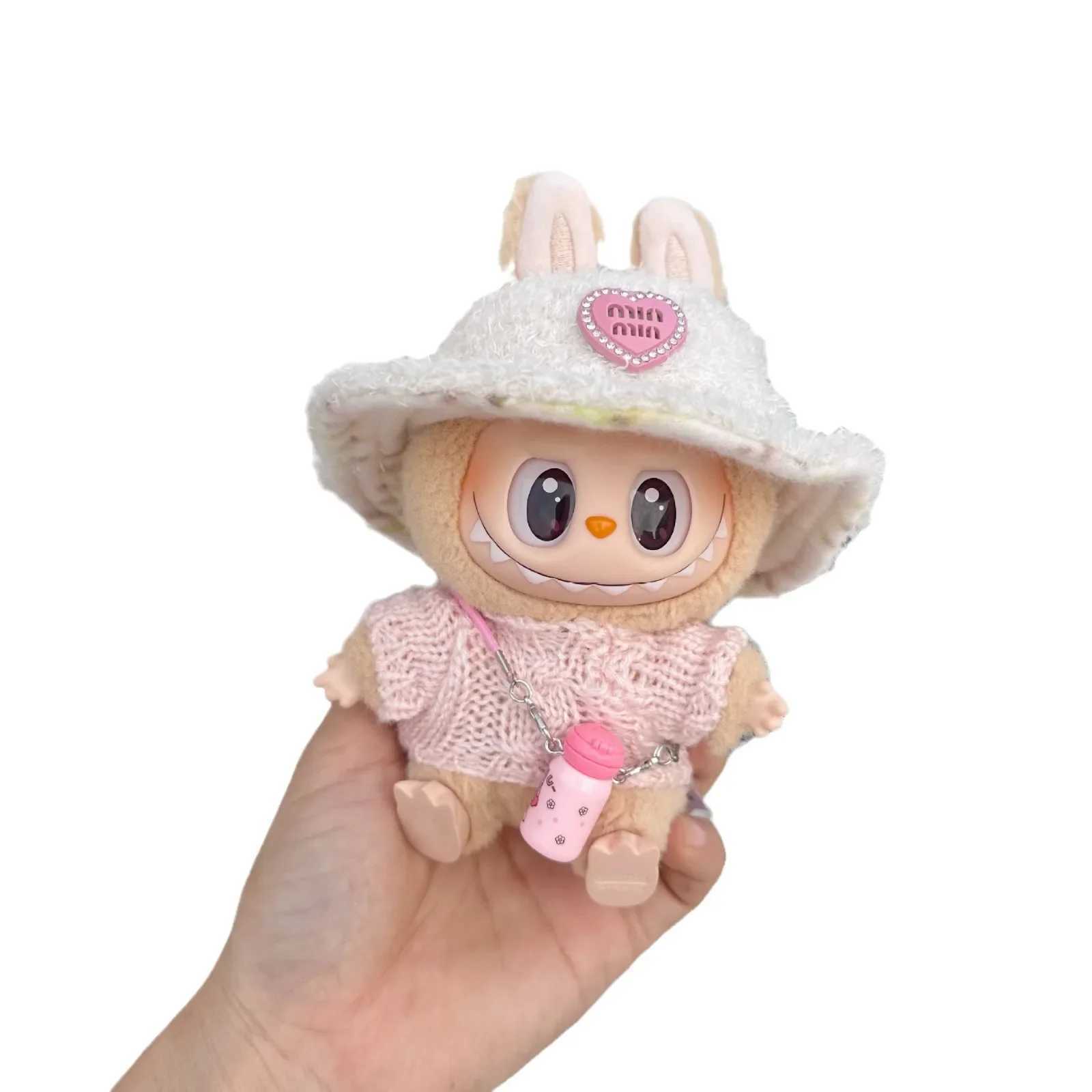 17cm Labubu I II Idol Dolls Cute Mini Plush DollS Clothes Korea Kpop Exo Idol Dolls Overalls Clothing DIY Accessories Gifts W250301