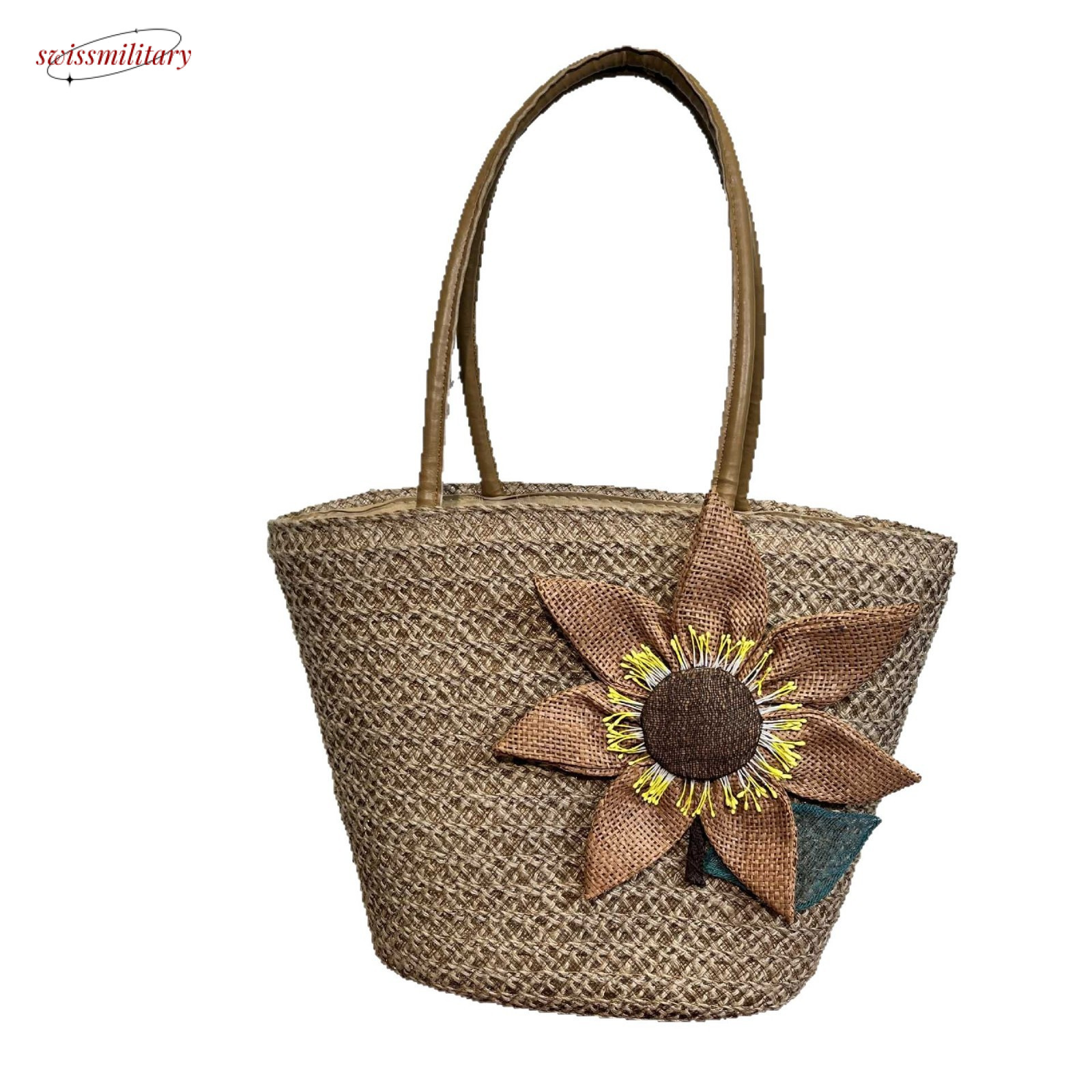 2025 new pastoral straw hemp flower woven beach summer seaside travel holiday shoulder bag #swissmilitary