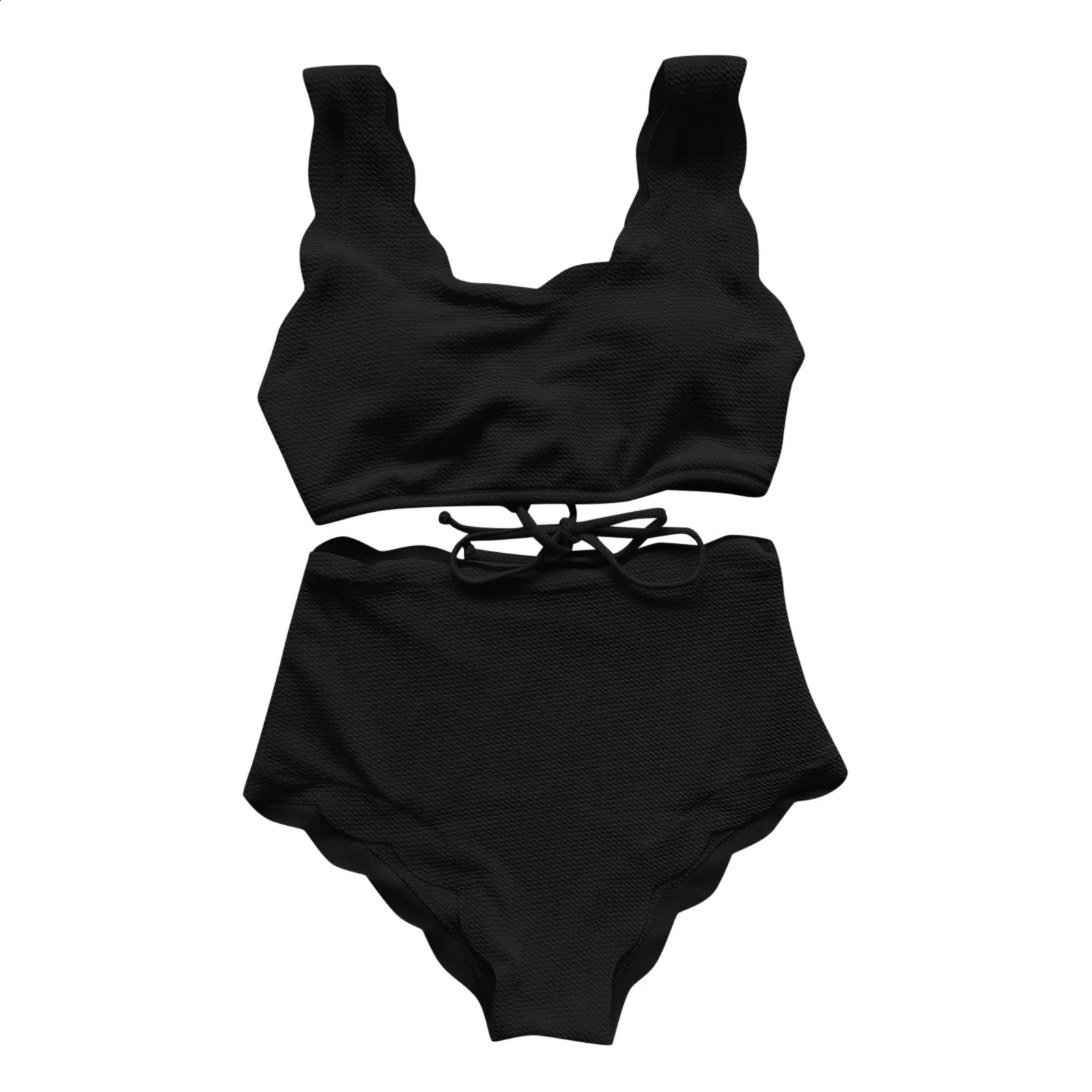 Ladies Solid Two Piece Swimsuit High Waist Bikini Set Fashion Sexy Holiday Party Summer For Fine Womens swimsuit 250227