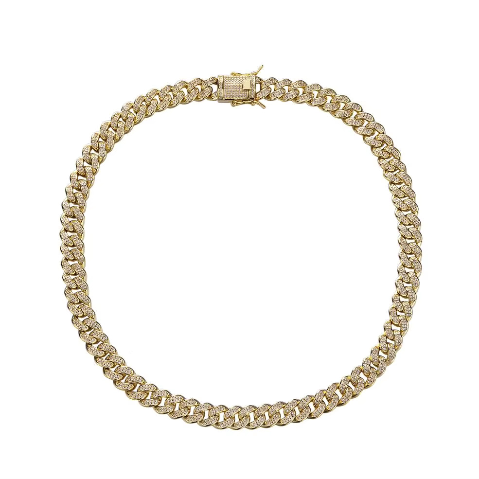 Hip Hop Jewelry10mm Iced Out 5A Zircon Gold Plated Sterg Sier Cuban k Chian Bracelet for Men