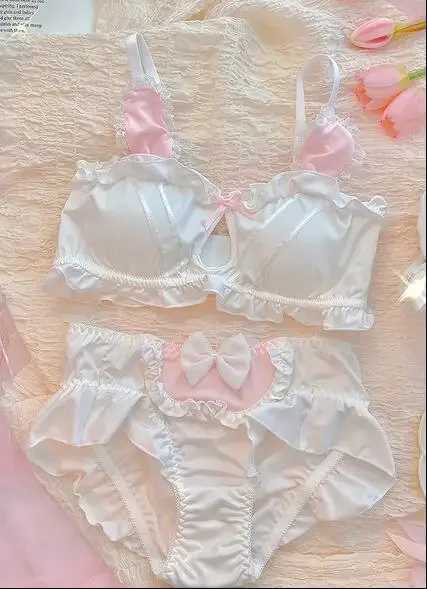 Sweet Japanese lingerie pure desire cute girl lace bra set hollow my melody lolita no steel ring underwear comfortable braletteXJ250301