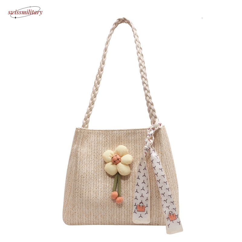 Niche grass woven for women in summer 2025, new large capacity seaside vacation single shoulder diagonal commuting tote bag #swissmilitary