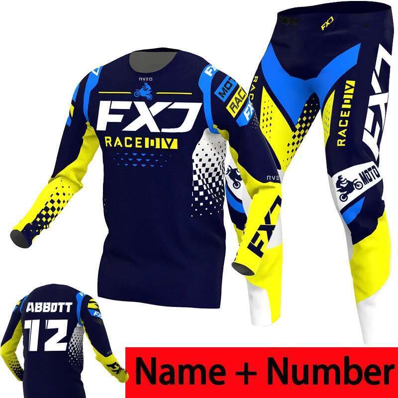 FXJ-Ocross kit with pendant, MX jersey and trousers, white motorcycle clothing, MTB racing suit, off-road equipment, new, 2024
