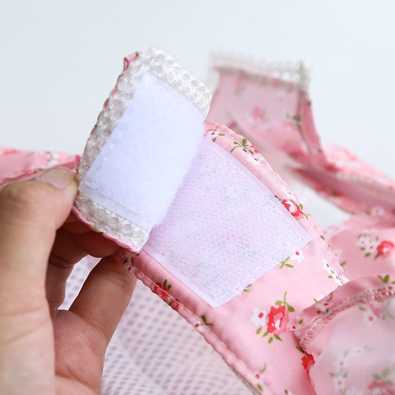 Small Floral Dog Dress Harness Leash Set for Girl Dog Dresses, Cute Puppy Princess Clothes, Pet Doggy Outfits Spring Summer Breathable Dresses Pink S 