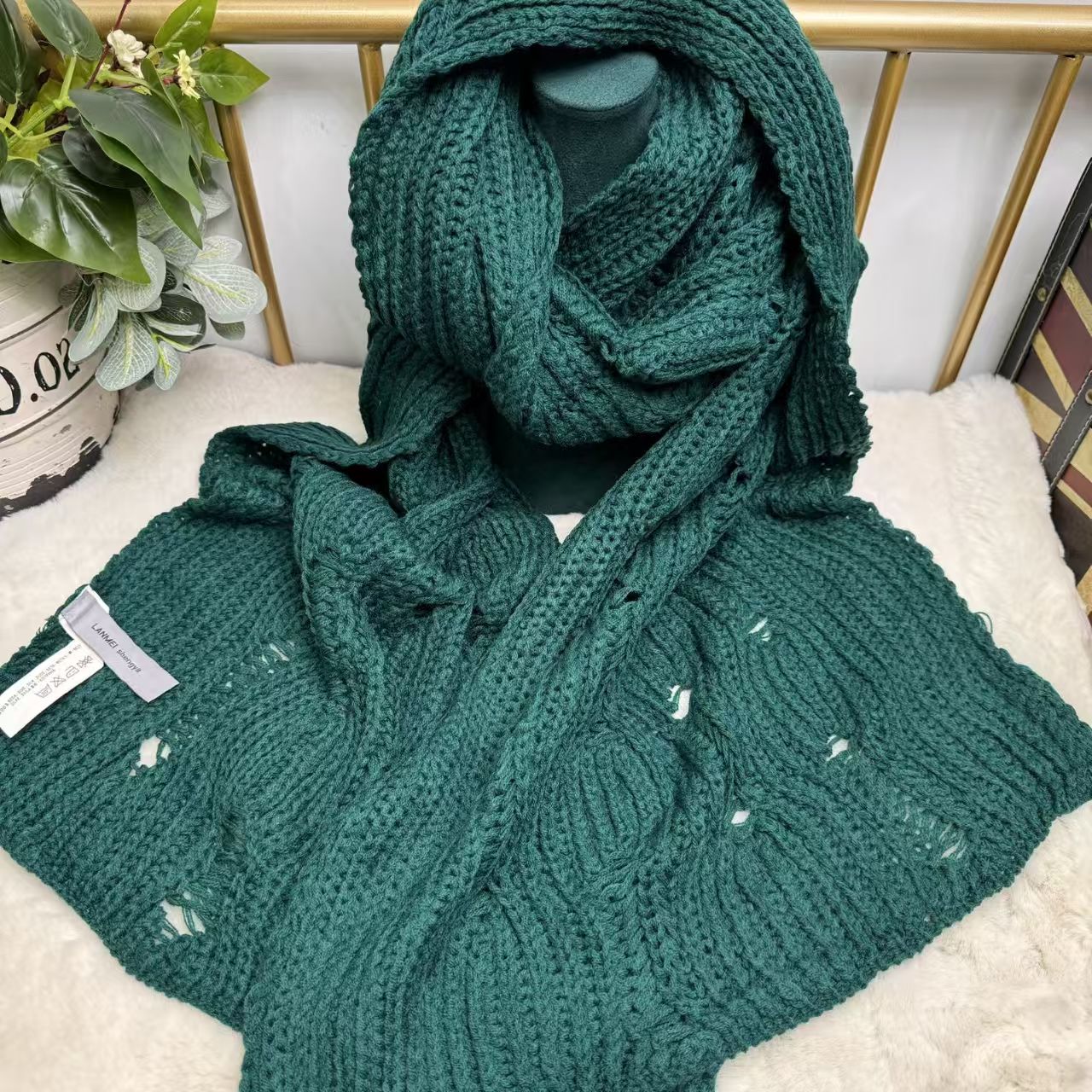 T200 scarf wool winter warm solid color winter autumn and winter knitted versatile couple neck scarf student