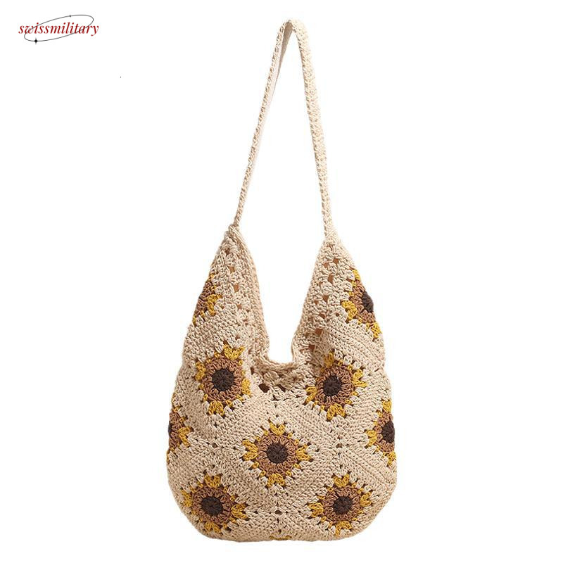 2025 Spring/Summer New Flower Handmade Daisy Grass Woven Bag, Women's Travel Beach Vacation Shoulder Bag #swissmilitary