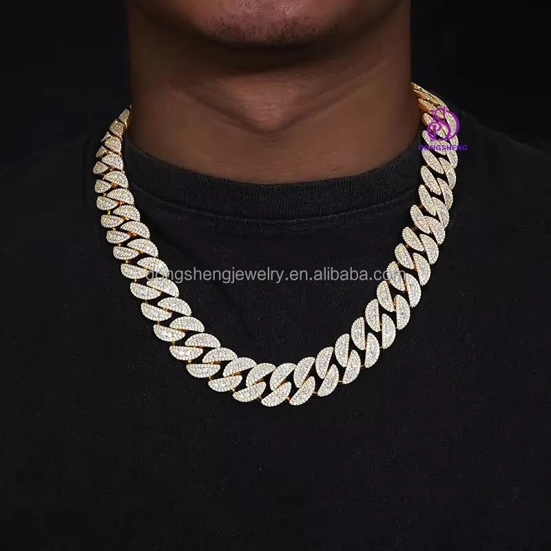 Vvs Moissanite Cuban Chain Bracelet Men's Hip Hop Necklace Iced Sier High Quality 16mm