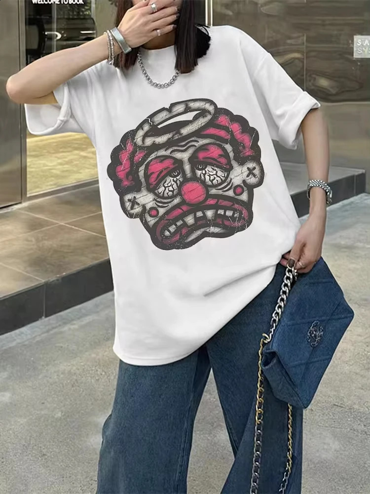 2000s Tshirt Oversized Cartoon Anime Avatar Graphic Print Y2k Streetwear Hip Hop Vintage Short Sleeve Couple Tees Tops 250225