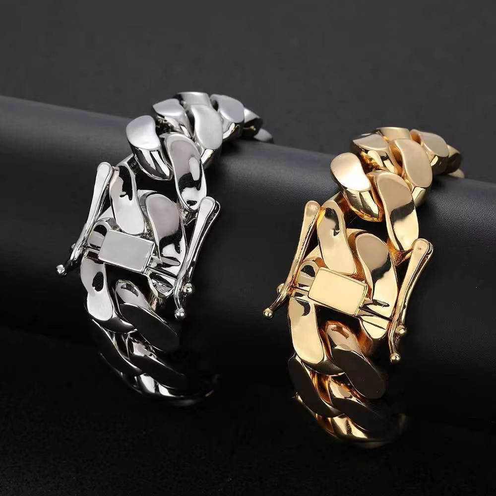 Custom Hip Hop 20mm Real S925 Sterling Silver 9K 10K 14K 18K Solid Gold Miami Cuban Link Chain Necklace Bracelet Set