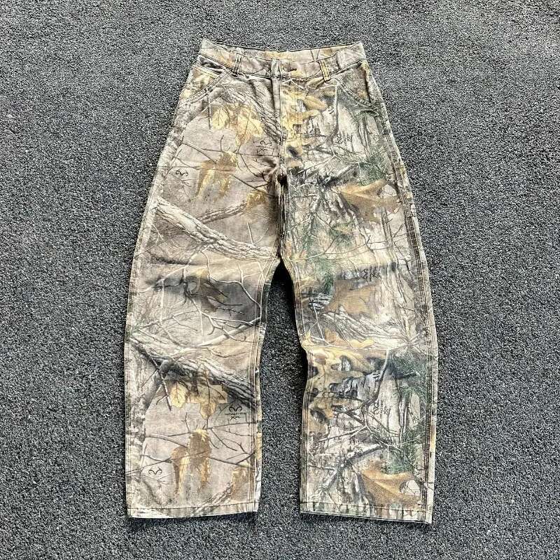 Camouflage Cargo Pants Y2k New American Mainstream Hip Hop Skateboard Men Women Streetwear Gothic High Street Super Loose Jeans