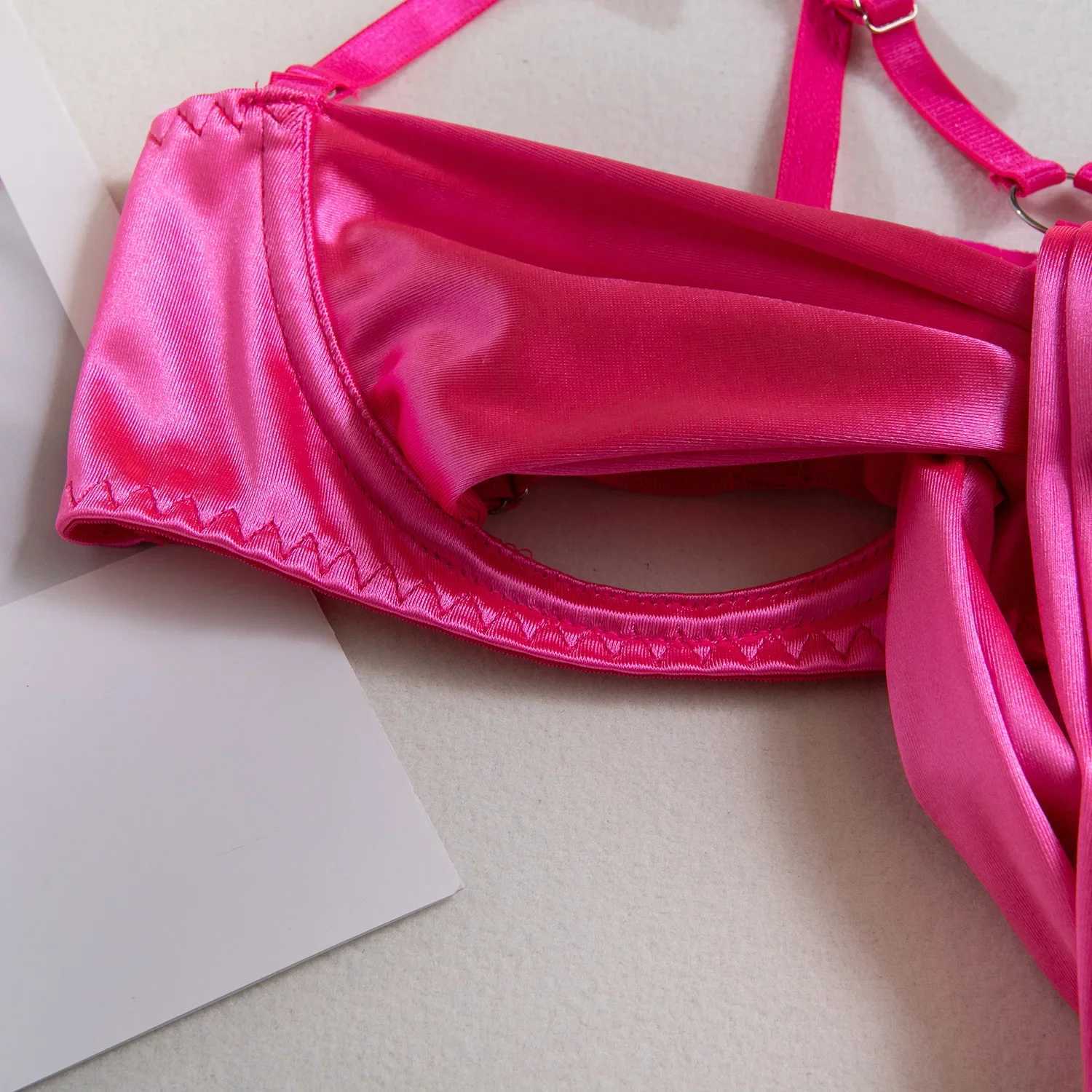 Sexy Solid Color Underwear Set Womens Hollow Bow Lace Top Exotic Clothing Set Pure Desire Style Uniform UnderwearXJ250301