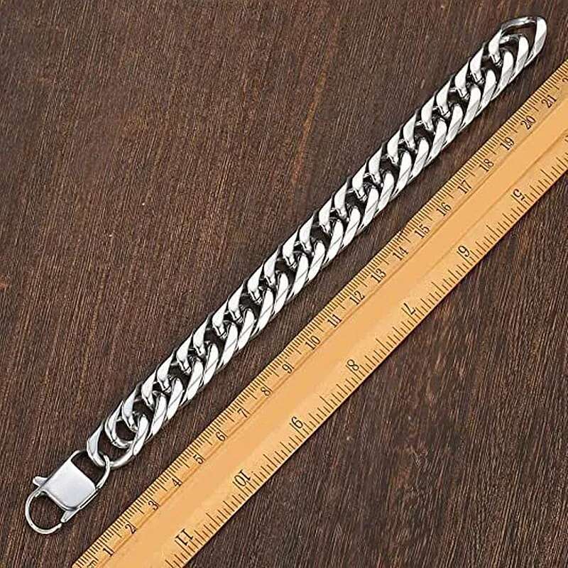 HNSP 8mm-14mm Stainless Steel Bracelet For Men Punk Male Thick Hand Chain Bikes Motorcycle Jewelry Accessories