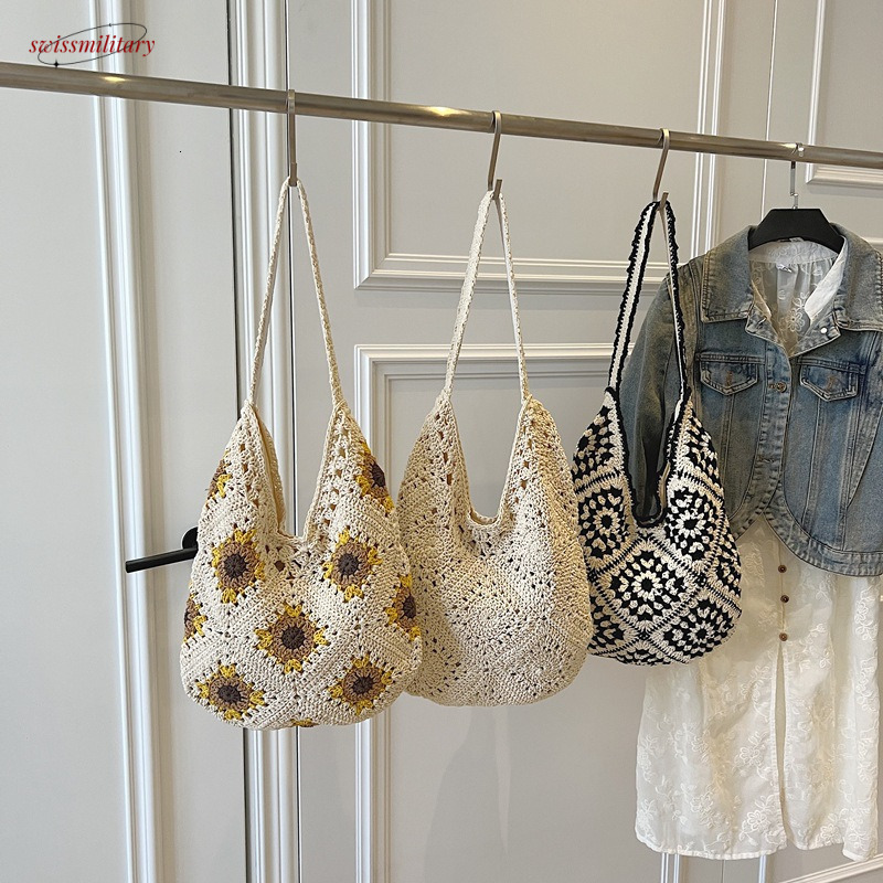 2025 Spring/Summer New Flower Handmade Daisy Grass Woven Bag, Women's Travel Beach Vacation Shoulder Bag #swissmilitary