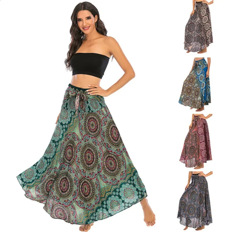 Fashion Skirts Women Clothes Roupas Saia Bottom Women Skirt Sexy Woman Long Jupe Bohemian Boho Flowers Elastic Waist Faldas 250224