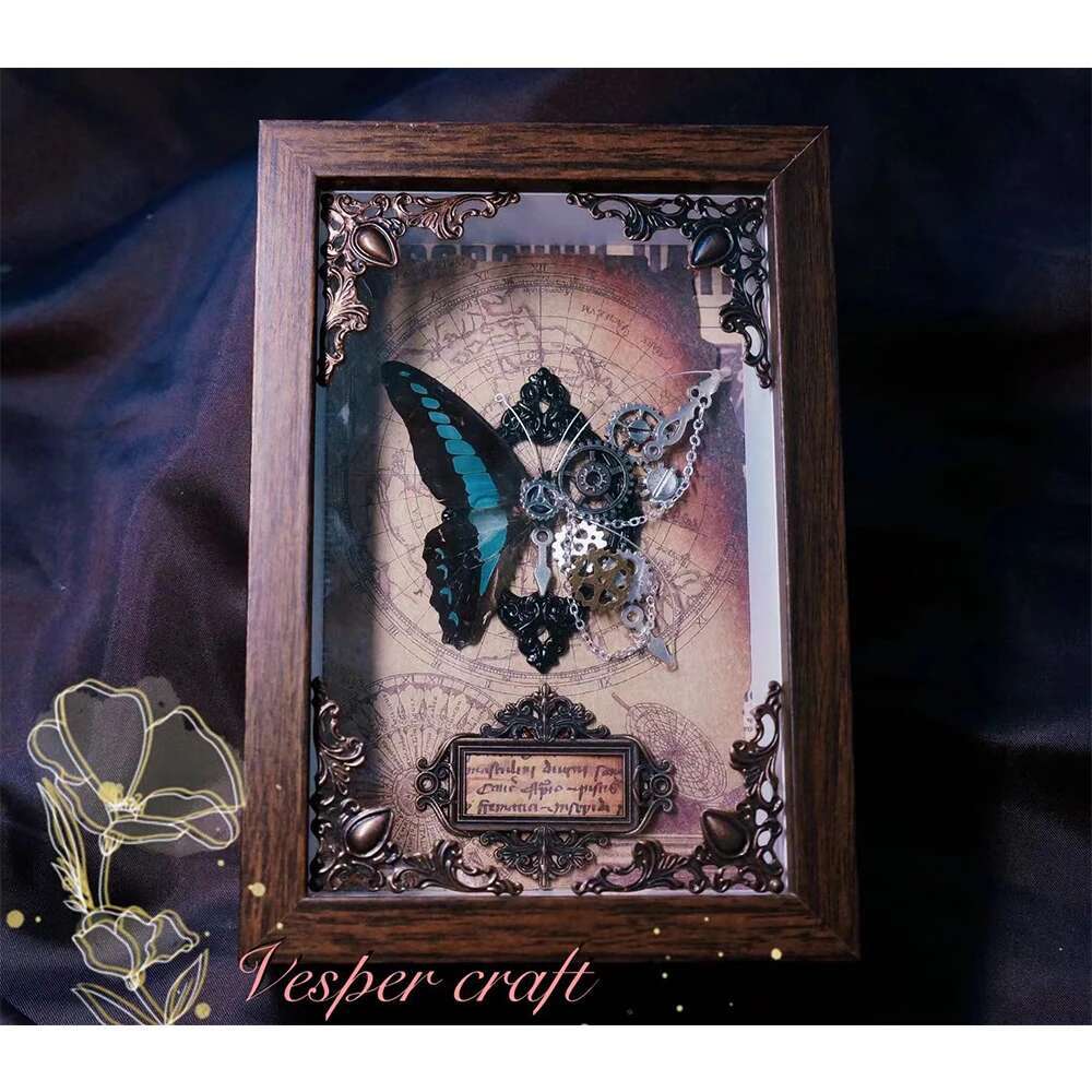 Original Nical Steampunk Retro Style Real Butterfly Specimens Ornaments Hanging Pictures Creative Gifts