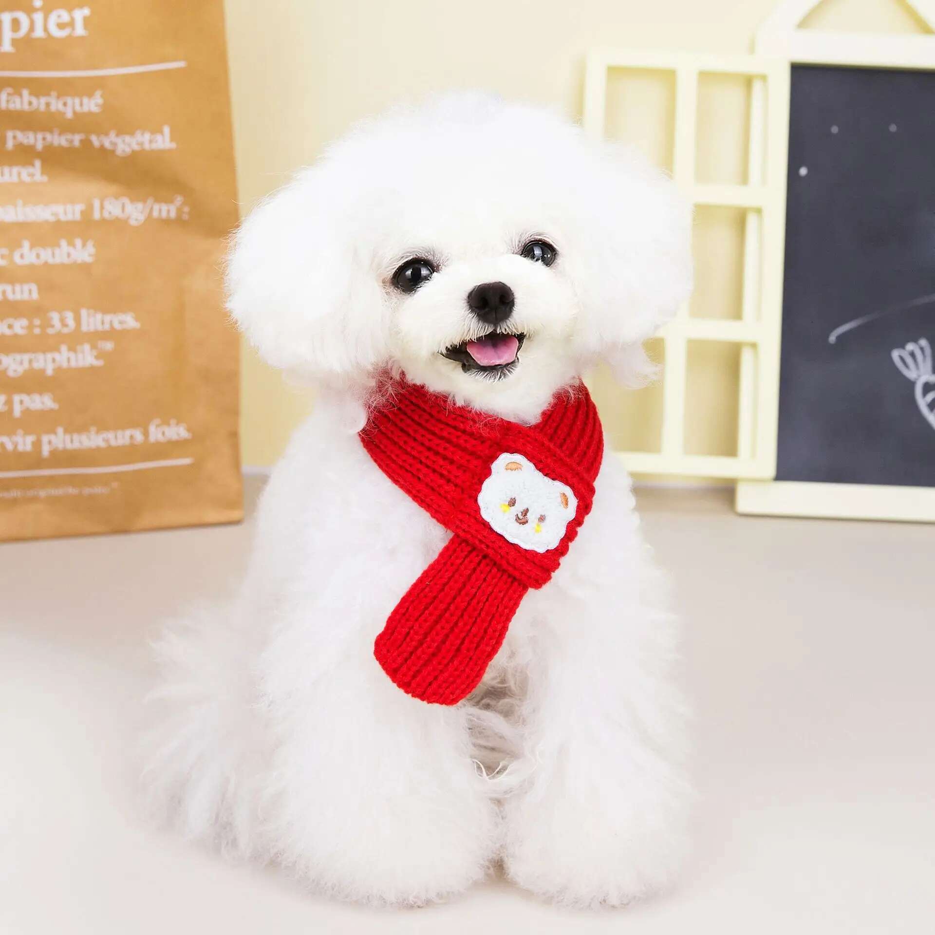 Update Autumn/Winter Knitted Soft Comfortable Warm New Year's Christmas Scarf Cats Puppy Accessories Pet Supplies