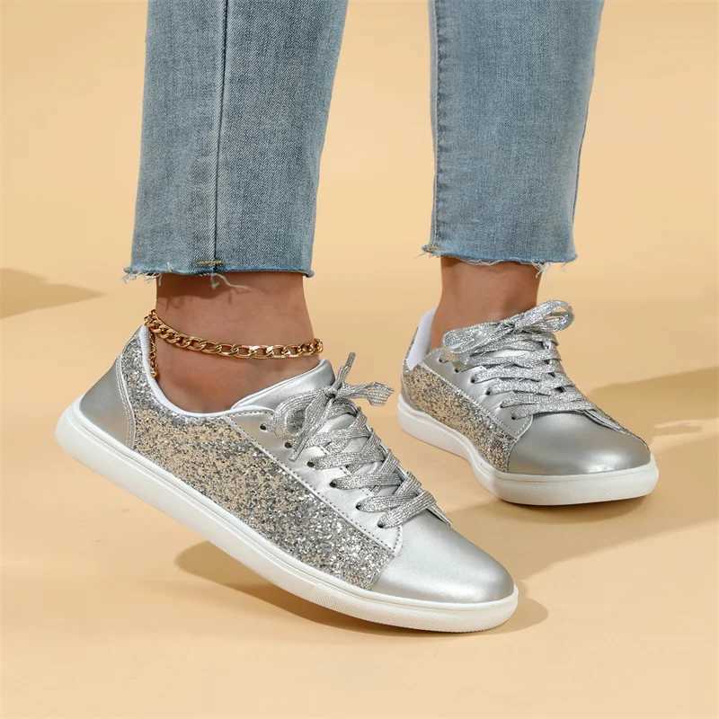 Luxury Designer Womens Red Sneakers Shiny Sequin Leather Casual Sneakers Women Low Top Flat Vulcanize Shoes Womens ShoesXJ250301