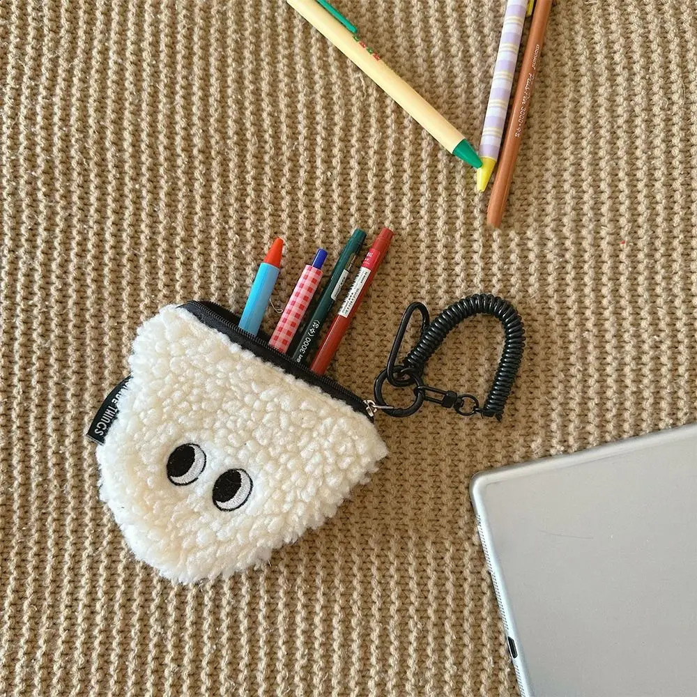 1 Pc Rice Ball Coin Purse Zipper Plush Small Wallet with Lanyard Student Bag Pendant Minority Cute Small Item Storage Bag 250228