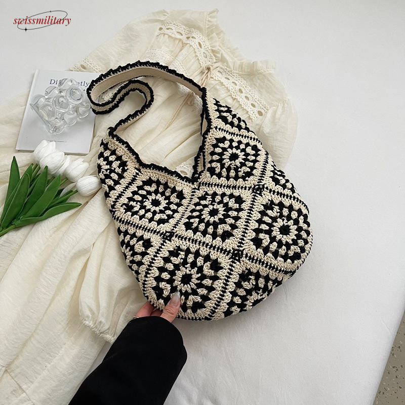 2025 Spring/Summer New Flower Handmade Daisy Grass Woven Bag, Women's Travel Beach Vacation Shoulder Bag #swissmilitary