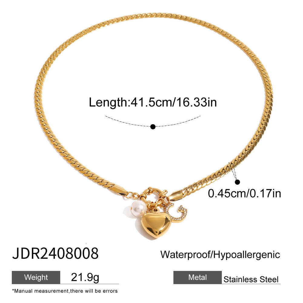 designer Necklace Jieding Stainless Steel Pearl Heart Pendant Necklace Zircon Letter Clavicle Chain Advanced Sensory Item Jewelry