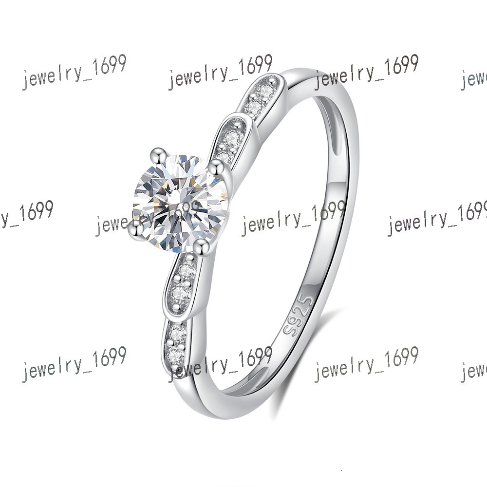 Hot Sale Silver Jewelry 5mm Moissanite Rings Wholesale 925 Sterling Silver Flower Zirconia Cz Engagement Wedding Ring for Women