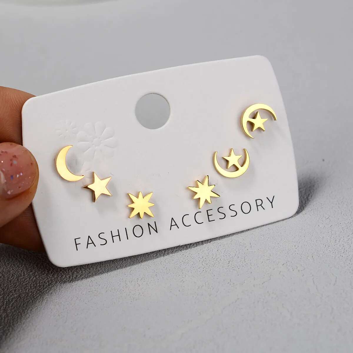 Stainless Steel Small Cute Butterfly Star Moon Heart Stud Earrings Set Punk Piercing Earing Women's Minimalist Jewelry