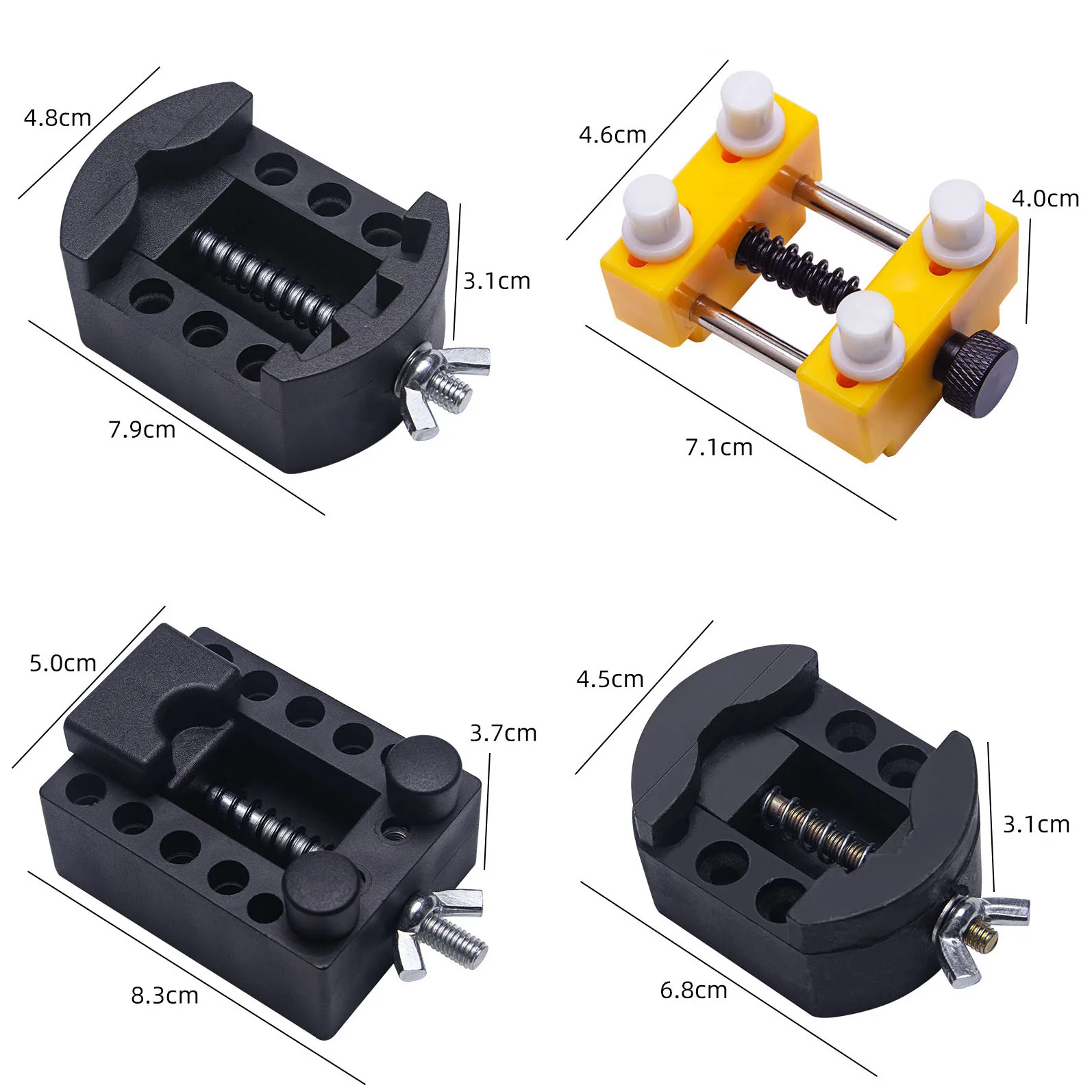 Black Square Round Watch Case Holder Dial Cover Fixed Seat Watch Repair Tool Spiral Bracket Watch Base Stand Watchmaker Tool