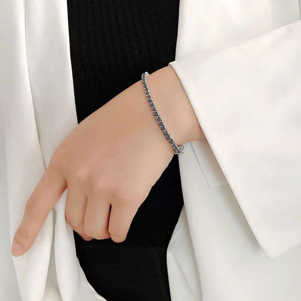 Serenity Day 3mm 4mm 5mm Black Full Moissanite Tennis Bracelet For Women S Sterg Sier Plate Pt950 Fine Jewelry Wholesale