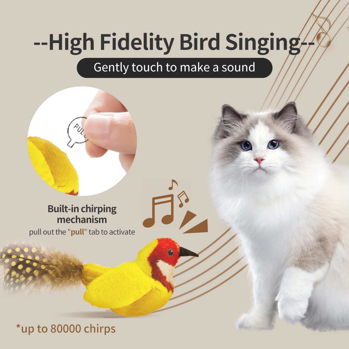 Chirp Bird Cat Toys Feather Cat Toy Bird Cat Toy Realistic Sound Bird Toy for Kittens Interactive Cat Toy Plush Toy for Cats