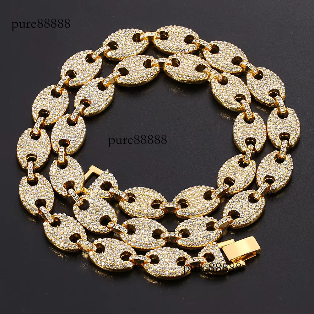 Wholesale Iced Out Moissanite Pig Nose Cuban k Chain Hip Hop Necklace Jewelry for Men