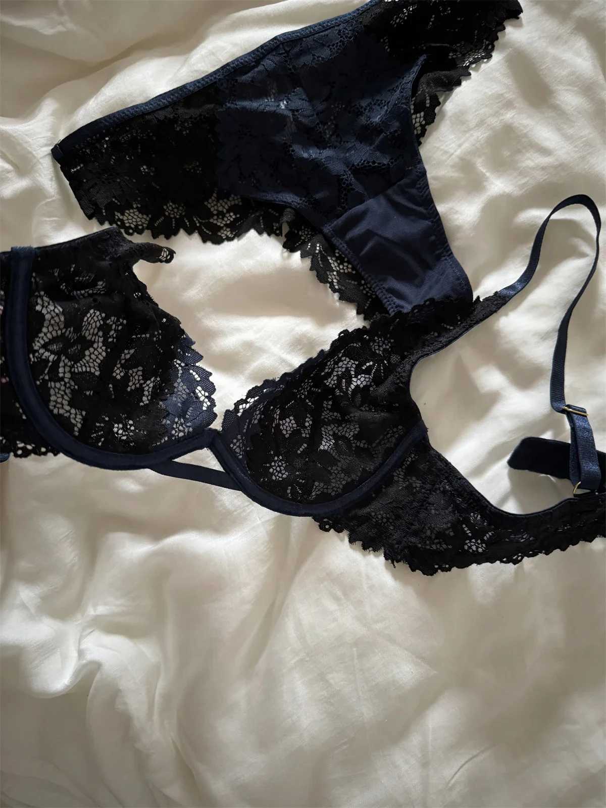 Thin lace underwear push up women bra set new adjustable anti-sagging side breasts gathered lingerie breathable braXJ250301