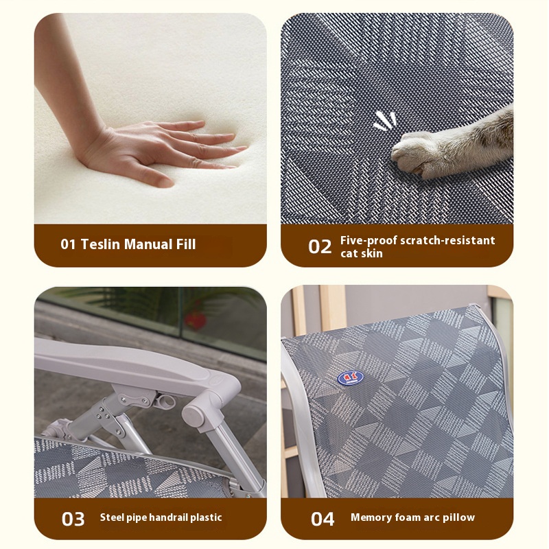 Foldable lunch break recliner reinforced can lie flat lazy person balcony home office leisure chair