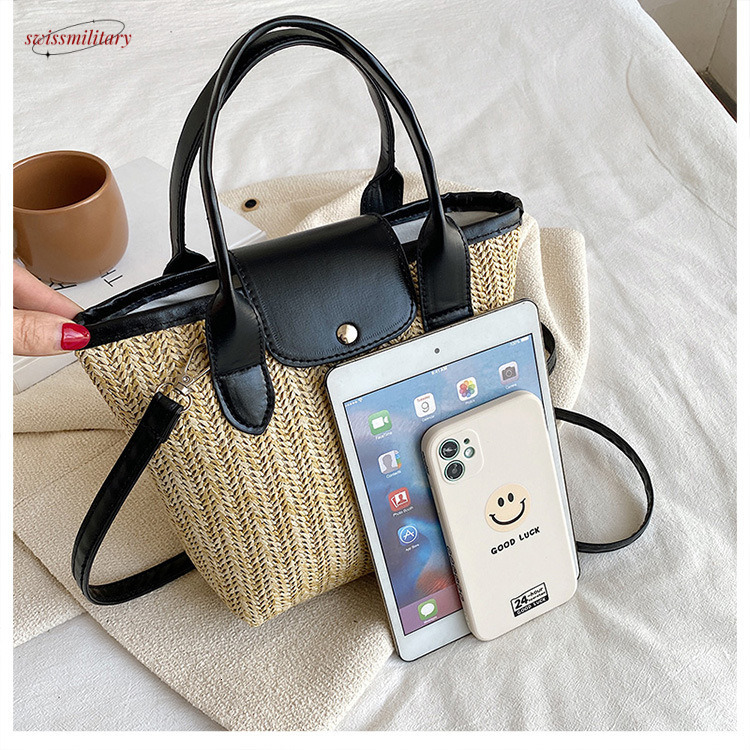 Spring/Summer Women's Straw Crossbody Handheld Tote Seaside Tourism Beach Large Capacity Bag #swissmilitary