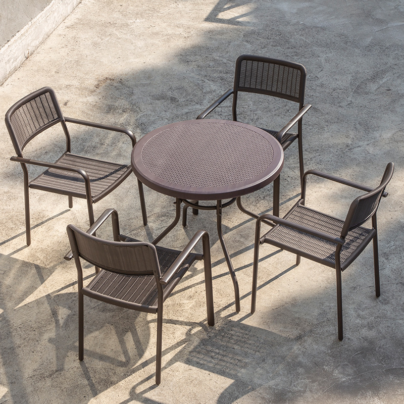 Plastic imitation rattan wicker balcony backrest table and chairs outdoor chairs patio open-air balcony layout small coffee table coffee table