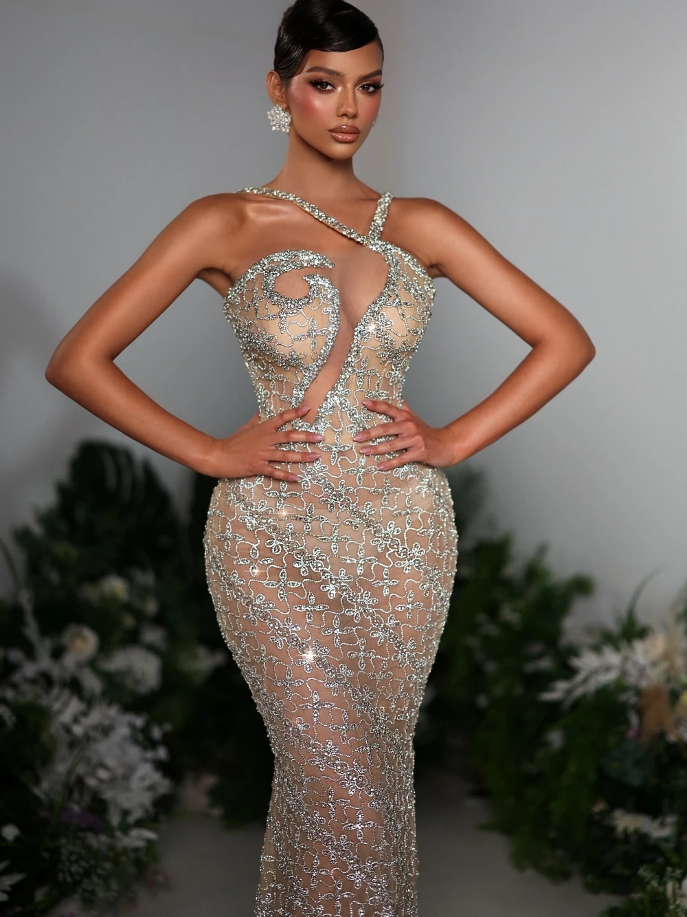 Vintage Wedding Dresses Sequins Mermaid Bridal Gowns Rhinestone Sleeveless See Through Customized Illusion Princess Sweep Train Bride Dress Vestidos D