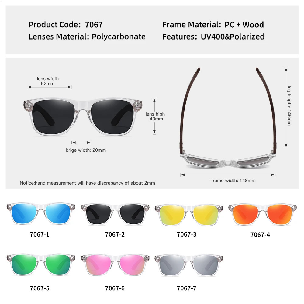 GM Transparent Color Frames Sunglasses Men Womens Polarized Delicate Fashion Handmade Wood Sunglasses With Box 250221
