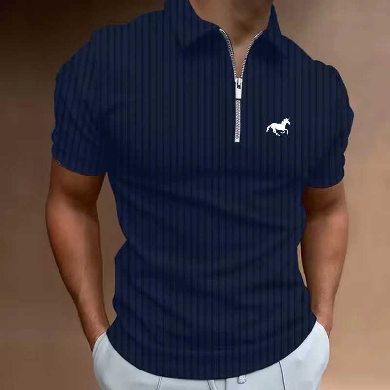 Mens Golf Shirt Polo Casual Quarter Zip Short Sleeve Fashion Casual Striped Zipper Summer Spring Regular Fit Golf ShirtT250228