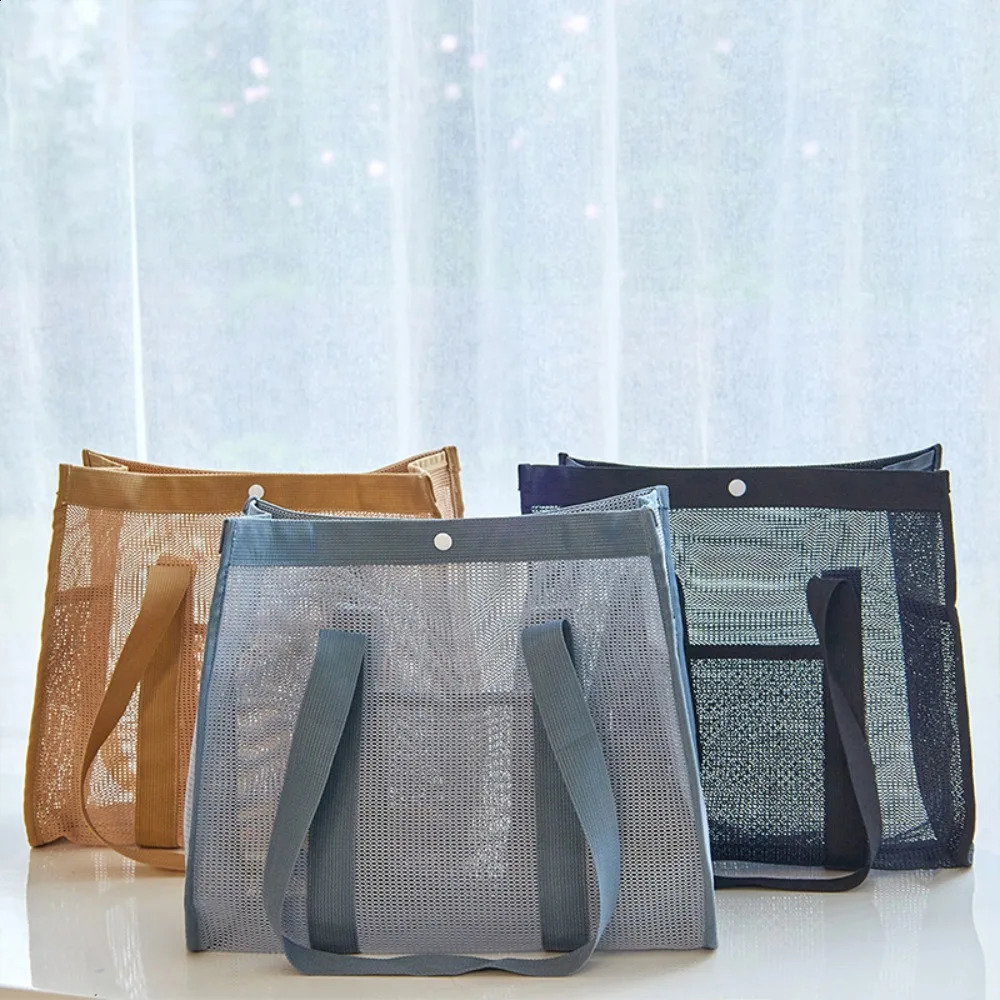 Large-Capacity Mesh Beach Bag Swimming Bag For Children Beach Toy Baskets Portable Travel Storage Wash Bag Quick Dry Tote 250305