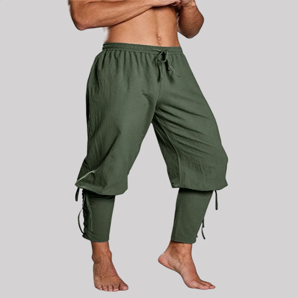Mens Medieval Pants Pirate Lace Top Renaissance Trouser Retro Viking Mens Brown Black Fancy Dress Party 250228