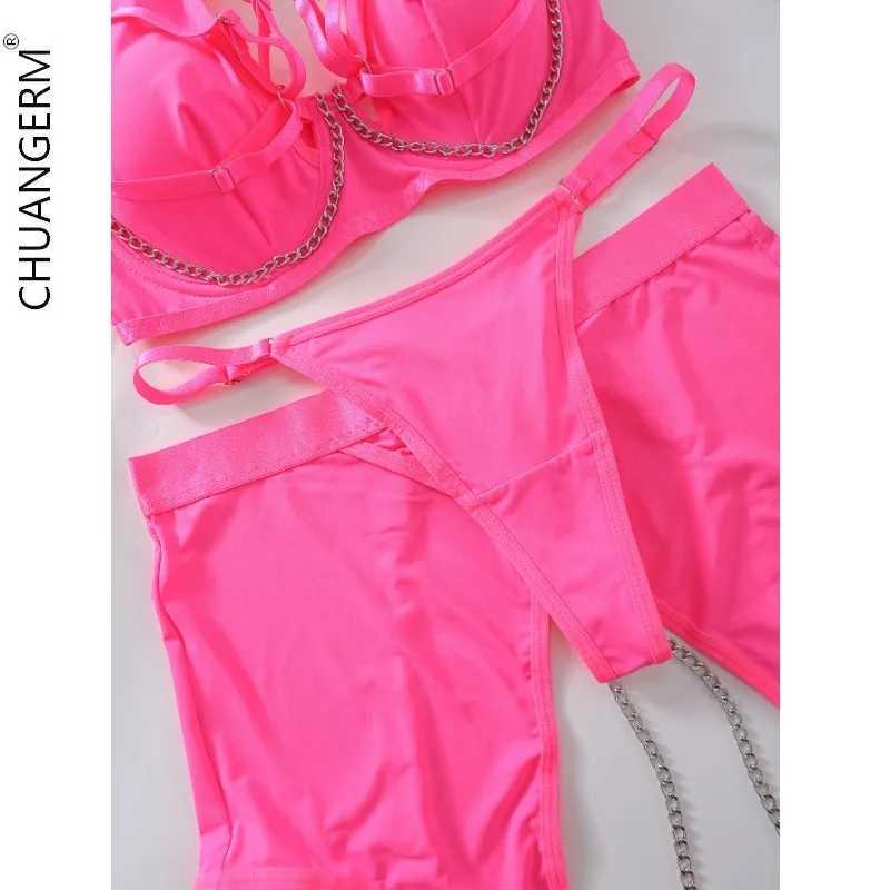 CHUANGERM Gather Erotic Set Black Womens Underwear Set Pink Sexy Underwear Onlyfan Body Set Bra Top Womens UnderwearXJ250301